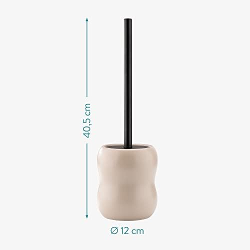 Navaris Toilet Brush Ceramic Holder Set - Beige 1