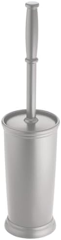 mDesign Toilet Bowl Brush with Modern Holder - 2 Pack Silver