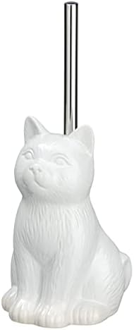 WENKO Cat Toilet Brush Holder Ceramic White 1