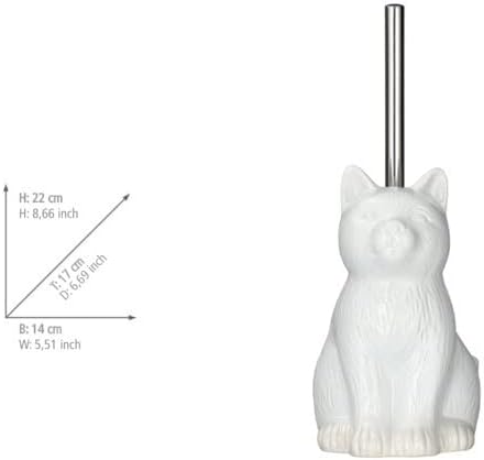 WENKO Cat Toilet Brush Holder Ceramic White 1