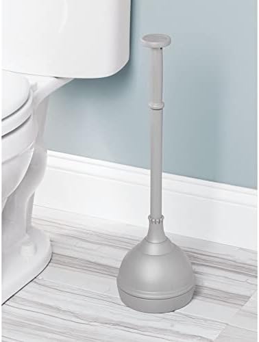 mDesign Modern Toilet Brush and Plunger Set with Holder - Gray