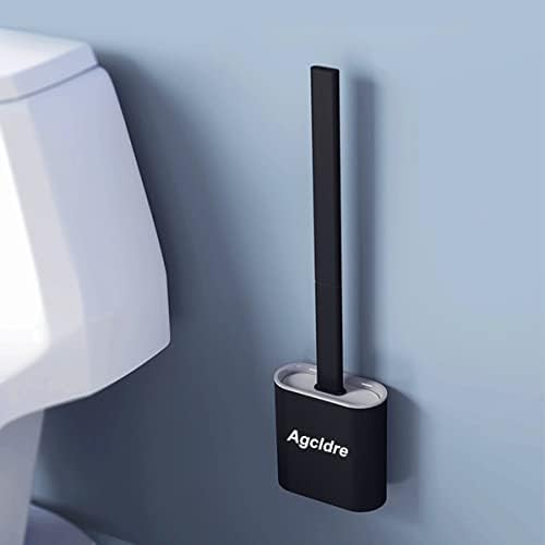 Agcldre Toilet Brush with Holder Set Black Gray