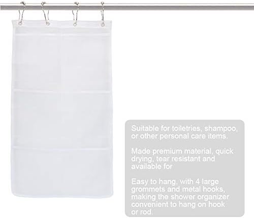 Hanging Mesh Shower Organizer with S Shaped Hook White