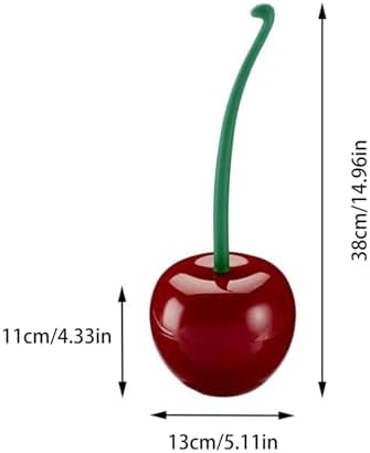 Red Cherry Toilet Brush and Holder Set - Cute Design with Storage Base