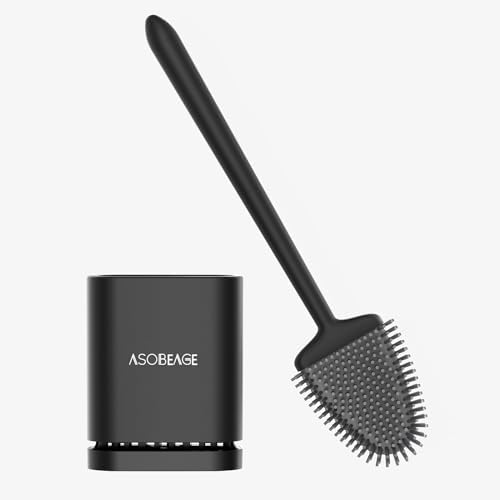 ASOBEAGE Deep Cleaner Toilet Brush with No-Slip Handle and Quick Drying Holder