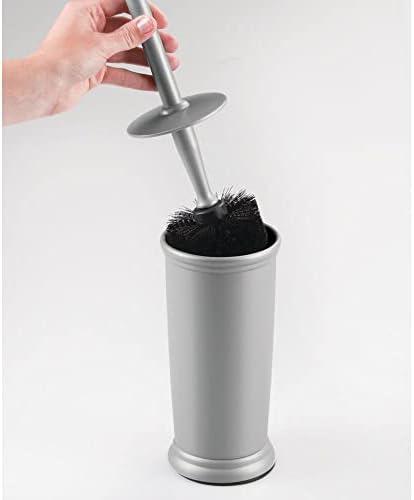 mDesign Modern Toilet Brush and Plunger Set with Holder - Gray