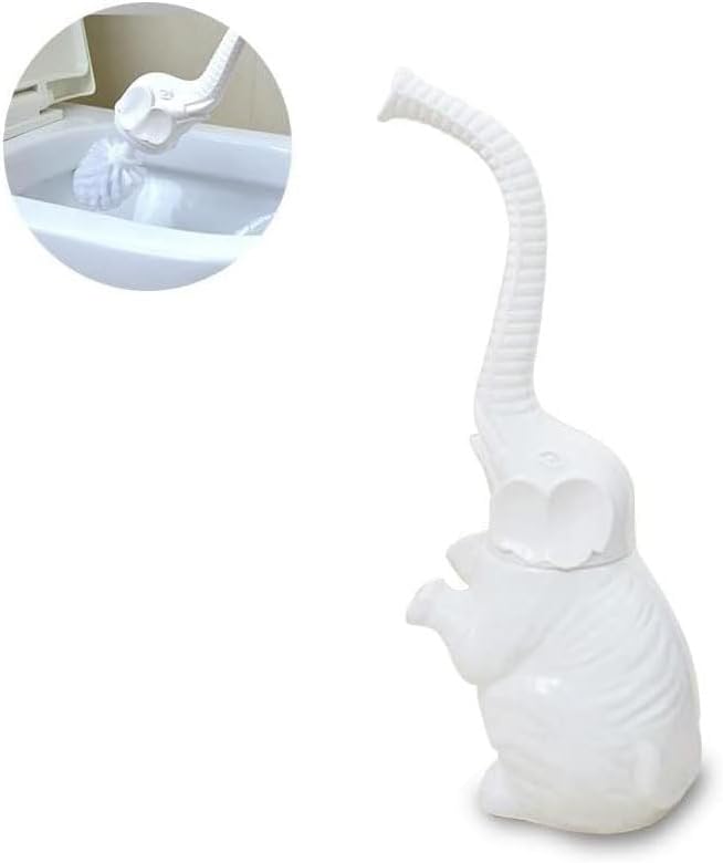 AORTULL Toilet Brush Set with Ceramic Holder and Elephant Design