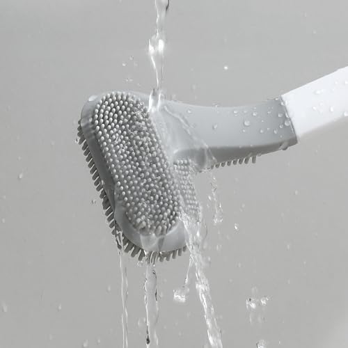 Ymombest 2 Pack Toilet Brush with Holder Flexible Silicone 360 Degree Cleaning Brush Set