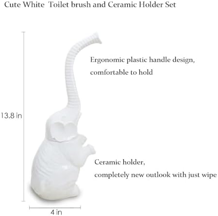 AORTULL Toilet Brush Set with Ceramic Holder and Elephant Design