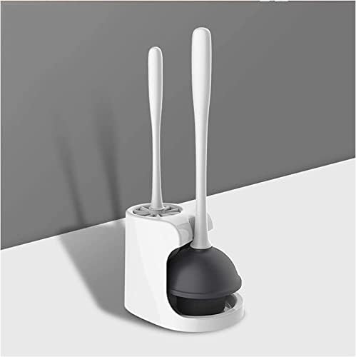 YQBUER Toilet Brush with Holder and Dredge - White Deep Cleaning Kit