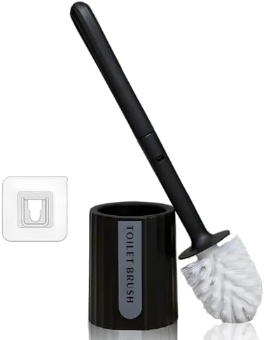 Zopkrts Long Handle Toilet Brush with Holder Set - Durable Easy to Clean Modern Bathroom Accessory