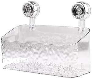 Clear Acrylic Suction Cup Shower Caddy - Small Size Wall Mounted No Drilling