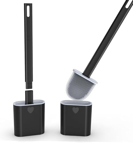 Silicone Toilet Brush with Holder Deep Clean Hygienic Design