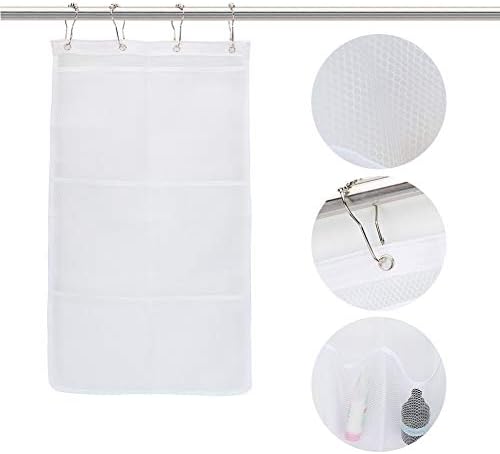 Hanging Mesh Shower Organizer with S Shaped Hook White
