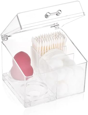 4-Grid Qtip Holder Organizer for Cotton Pads and Makeup Tools
