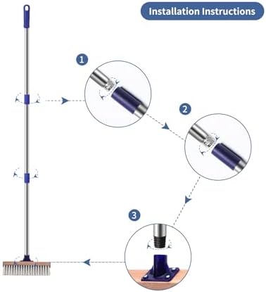 MEIBEI Floor Scrub Brush with Long Beechwood Handle