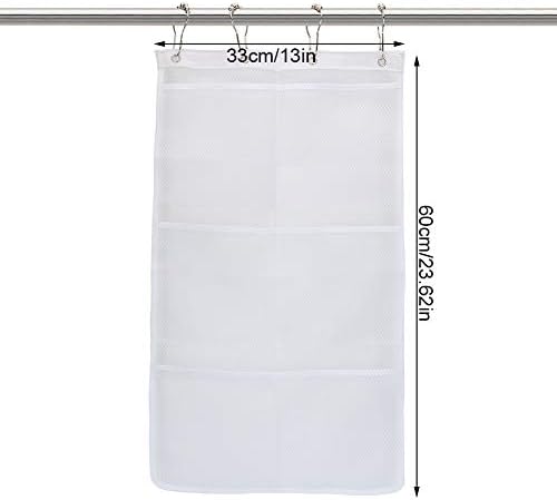 Hanging Mesh Shower Organizer with S Shaped Hook White