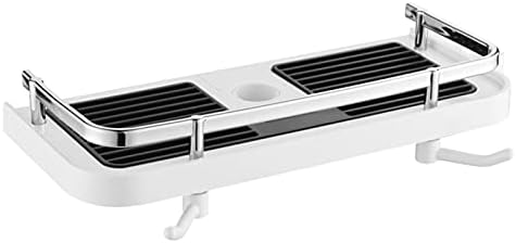 TYZK Adjustable Shower Shelf with 2 Hooks No Drilling Bathroom Caddy
