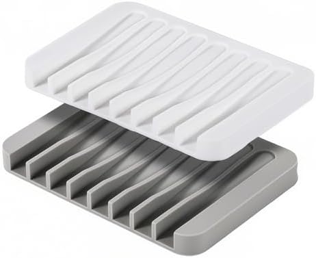 Eduftis 2Pcs Self-Draining Soap Dish for Bathroom Sink