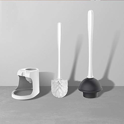 YQBUER Toilet Brush with Holder and Dredge - White Deep Cleaning Kit