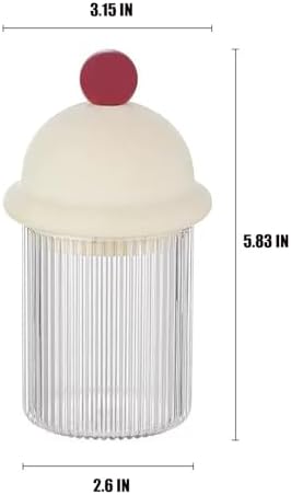 2 Pack Q-Tip Holder Dispenser with Lids for Cotton Swabs Floss Picks Bathroom Essentials Vanity Storage Red