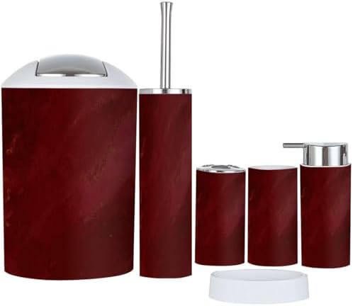 Boho Burgundy Acrylic Bathroom Accessory Set 6 Piece