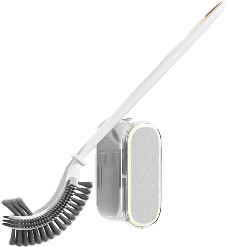 NEWBOVIK Toilet Brush and Holder Set with Deep Cleaning Brush