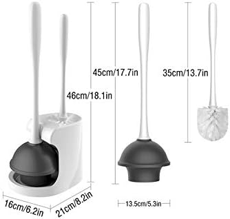 YQBUER Toilet Brush with Holder and Dredge - White Deep Cleaning Kit