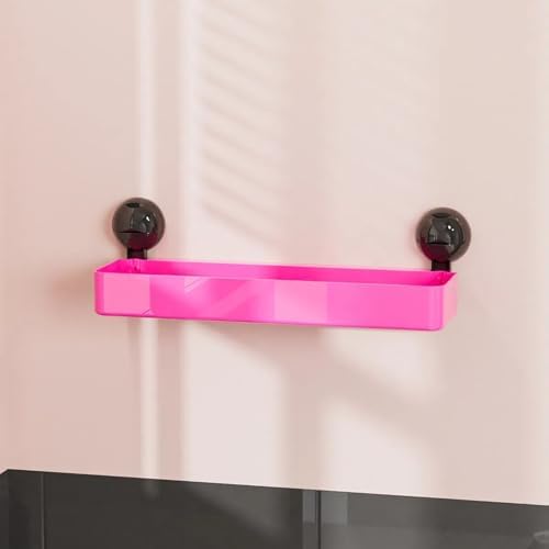 Pink Rectangle Shower Caddy with Suction Cup Shelf