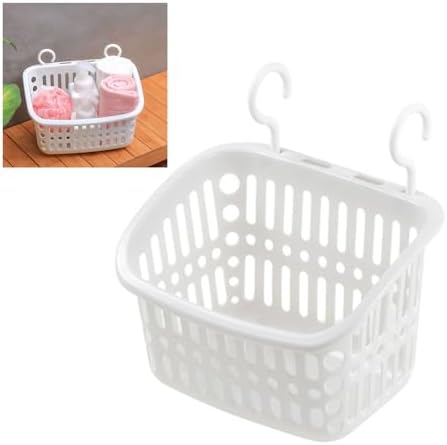 Fdit Plastic Shower Basket with Draining Holes White