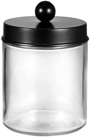 280ml Transparent Glass Jar with Black Lid Q-tip Dispenser Holder