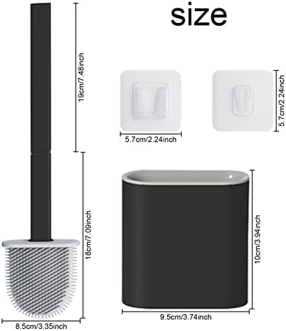 Toilet Brush and Holder Set with Anti-drip Base and No-Slip Handle