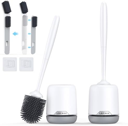 Lefree Store 2 Pack Toilet Brush Set with Ventilated Holder