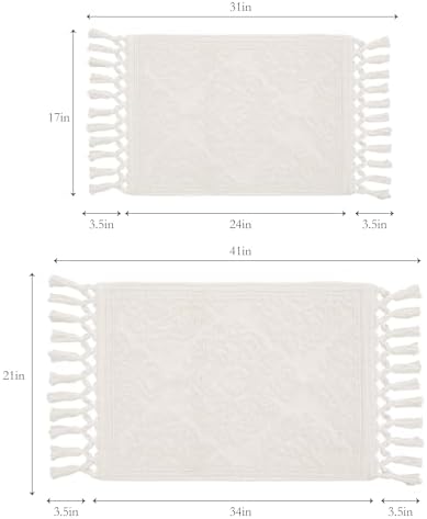 Jean Pierre Ricardo Bath Mats Set of 2 Ivory 1