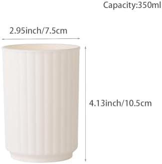 Wide Striped Toothbrush Cup 2Pcs - Reusable Bathroom Cup White Green