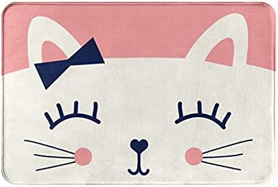 Cute Cat Bath Mat with Funny Design and Non-Slip Backing