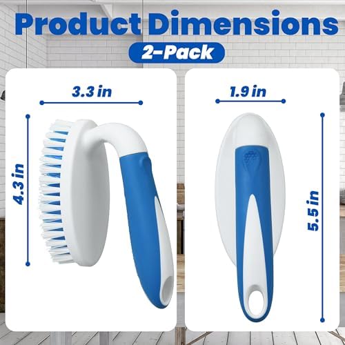 PHYEX 2 Pack Scrub Brushes Stiff Bristles for Multiple Surfaces