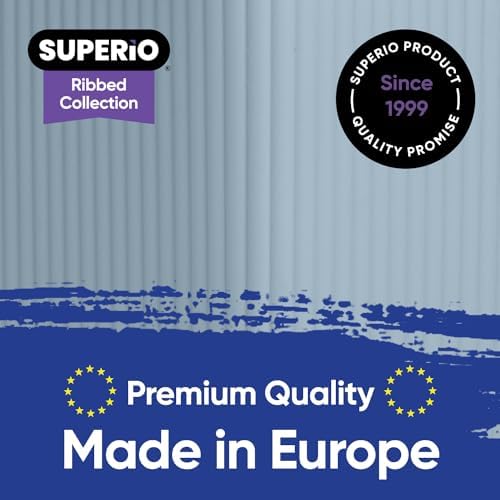 Superio Ribbed Toilet Brush with Holder Set Blue 1