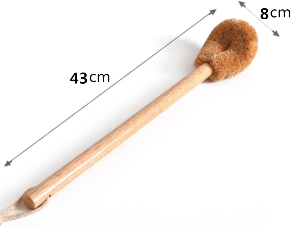 Qiny Toilet Brush 2 Pack Natural Coconut Fiber Beech Wood Handle