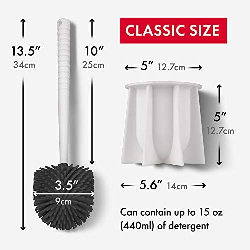Tyroler Bright Tools Toilet Brush Set with Silicone Bristles and Holder