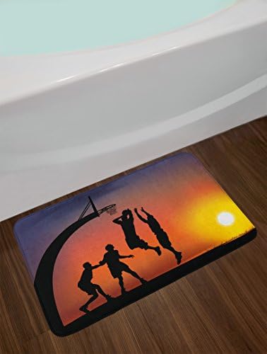 Ambesonne Teen Room Bath Mat with Sunset Basketball Print