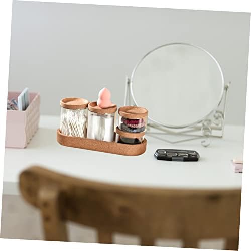 BIUDECO Cotton Pad Dispenser with Glass Bamboo Holder