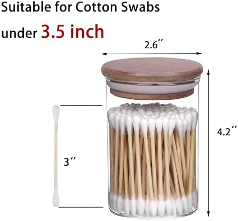 ZYIGYI 2 Pcs Glass Cotton Swabs Holder with Wood Lids