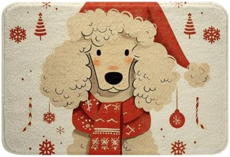 Feelyou 16x24 Christmas Dog Bath Rug with Non-Slip TPR Bottom