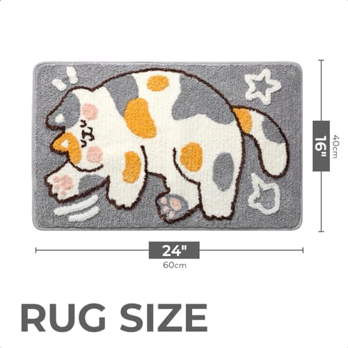 Tyrafry Cute Bath Rug 16x24 Non Slip Microfiber Mat