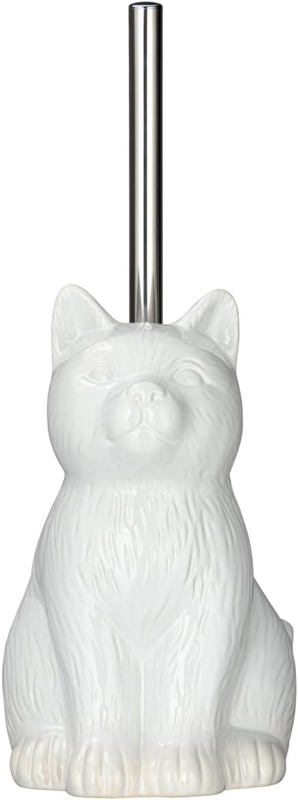 WENKO Cat Toilet Brush Holder Ceramic White 1