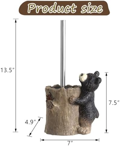 Black Bear Toilet Brush Holder Set 1