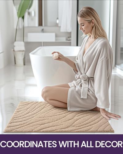 DEXI Bathroom Rug Mat 24x36 Beige