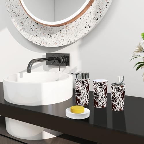 Boho Cow Skin Pattern Trash Can Accessories Set