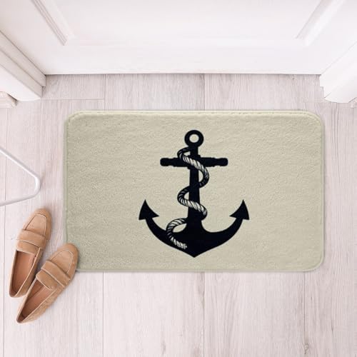 Jejeloiu Anchor Decor Bathroom Rug 16x24 Nautical Themed